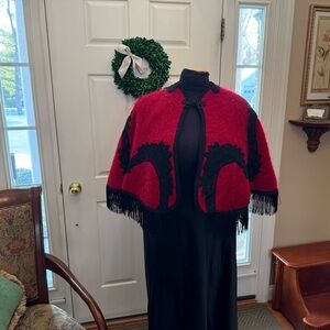Elegant Red and Black Women's Cape